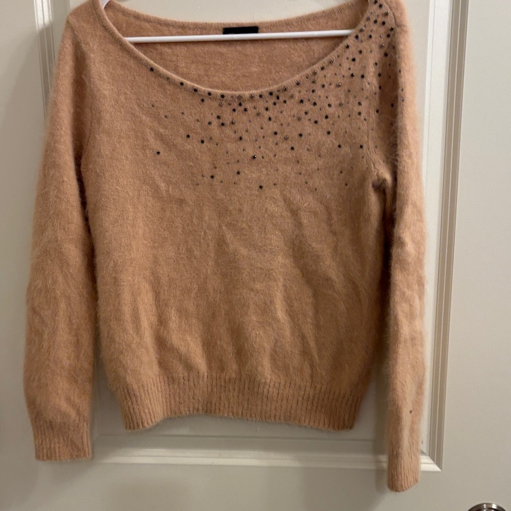Moda International Camel Sweater with Black Accents
